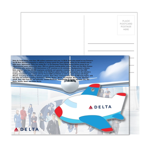Photo of Post Card With Full Color Blue Plane Luggage Tag