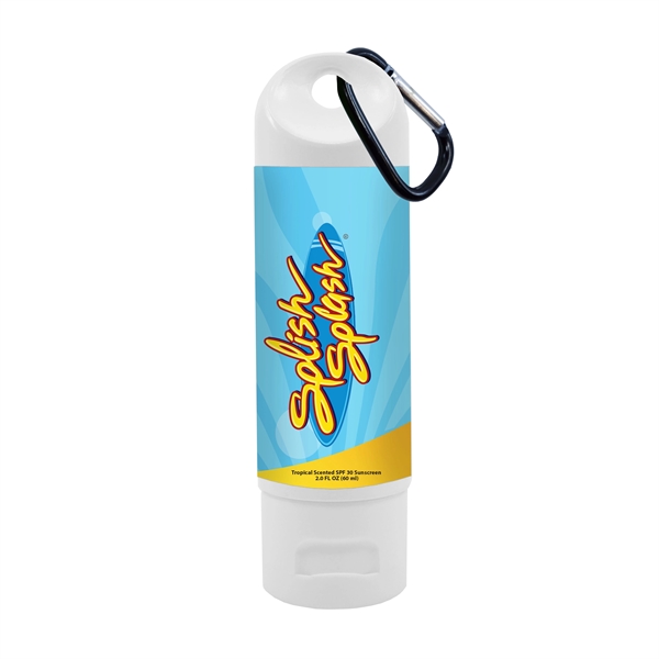 White color option for 2oz Spf 30 Sunscreen Lotion With Carabiner