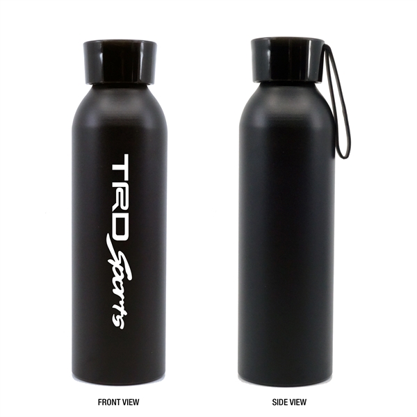 Black color option for 20oz. Aluminum Bottle With Silicone Carrying Strap