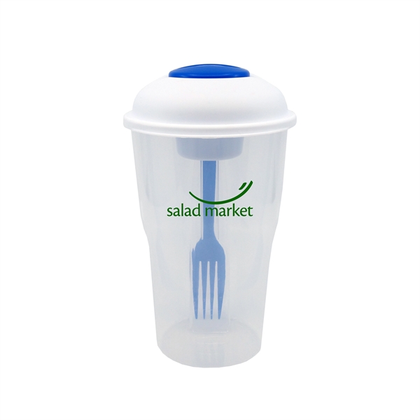 Blue color option for Salad Shaker With Fork And Dressing Container