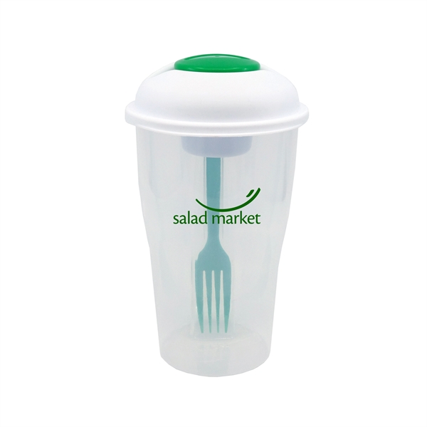 Green color option for Salad Shaker With Fork And Dressing Container
