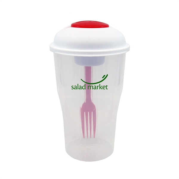 Red color option for Salad Shaker With Fork And Dressing Container