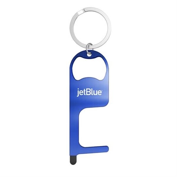 Blue color option for Stainless Steel No Touch Tool With Stylus And Bottle Opener