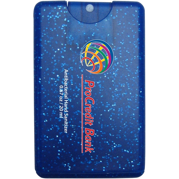 Translucent Blue color option for Sparkle/Bling Credit Card Antibacterial Hand Sanitizer