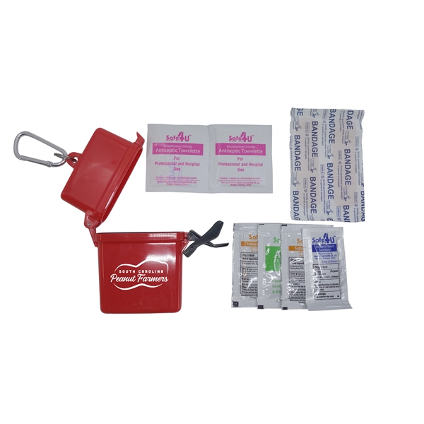 Red color option for Water Resistant Adventurer First Aid Kit With Carabiner
