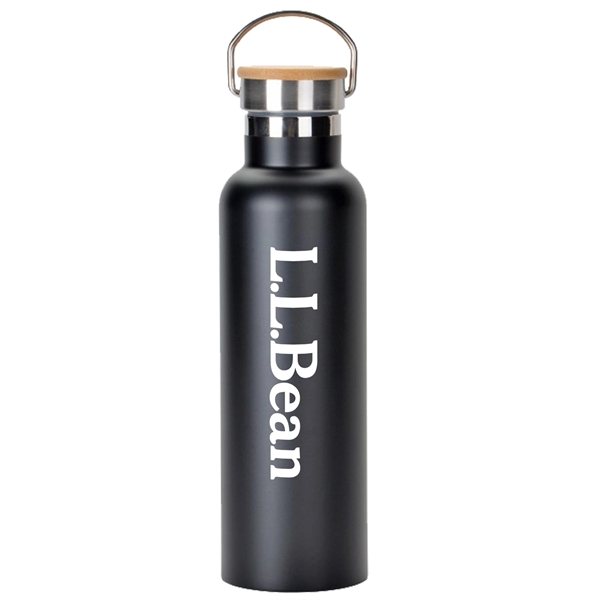Black color option for 20 Oz. Stainless Steel Water Bottle With Screw On Bamboo Lid