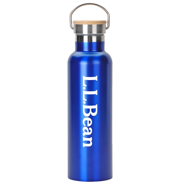Blue color option for 20 Oz. Stainless Steel Water Bottle With Screw On Bamboo Lid