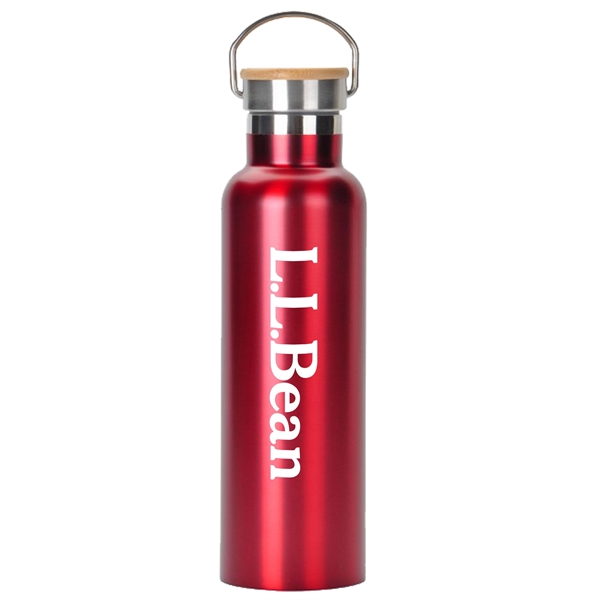 Red color option for 20 Oz. Stainless Steel Water Bottle With Screw On Bamboo Lid