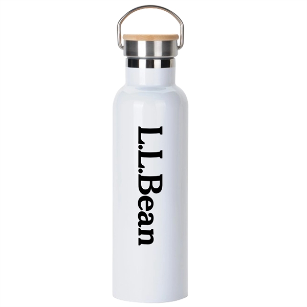 White color option for 20 Oz. Stainless Steel Water Bottle With Screw On Bamboo Lid