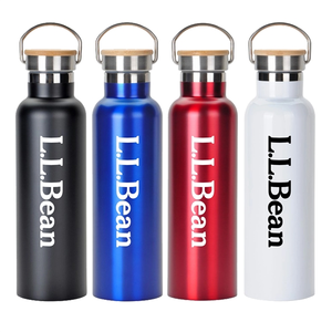 Photo of 20 Oz. Stainless Steel Water Bottle With Screw On Bamboo Lid