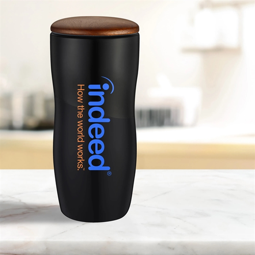 Main photo of 12 Oz. Double Wall Ceramic Tumbler W/ Wood Lid