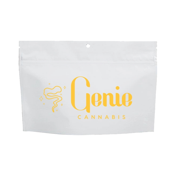 White color option for 28 Gram Child Resistant Pouch / Exit Bag 9" X 2 7/16" X 6"