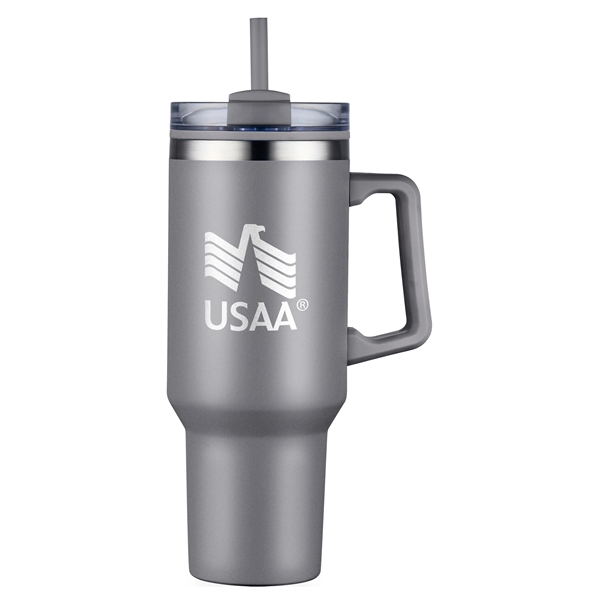 Gray color option for 40 Oz Pp Lined Double Wall Tumbler With Handle And Straw