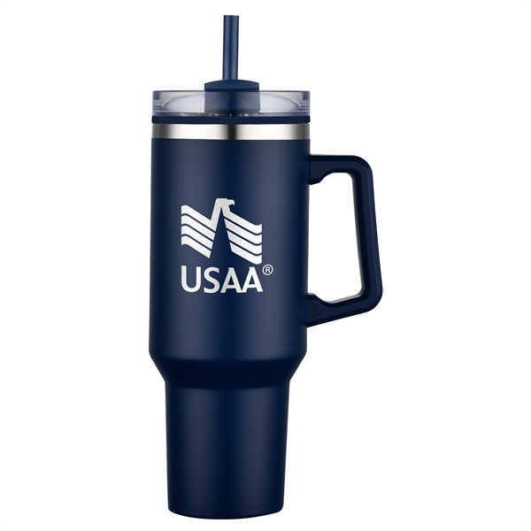 Navy Blue color option for 40 Oz Pp Lined Double Wall Tumbler With Handle And Straw