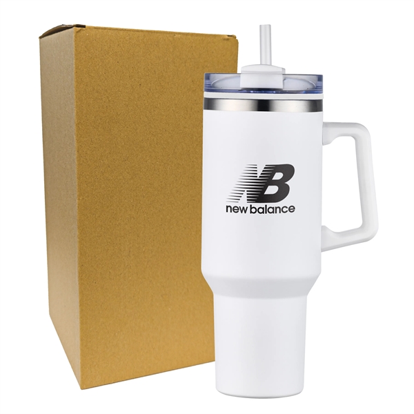 White color option for 40 Oz Pp Lined Double Wall Tumbler With Handle And Straw