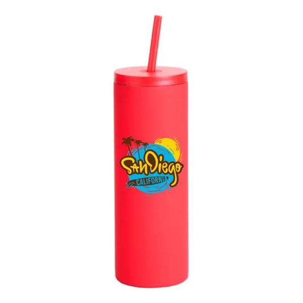 Red color option for 20oz Slim Rubberized Tumbler With Spill Reduction Straw