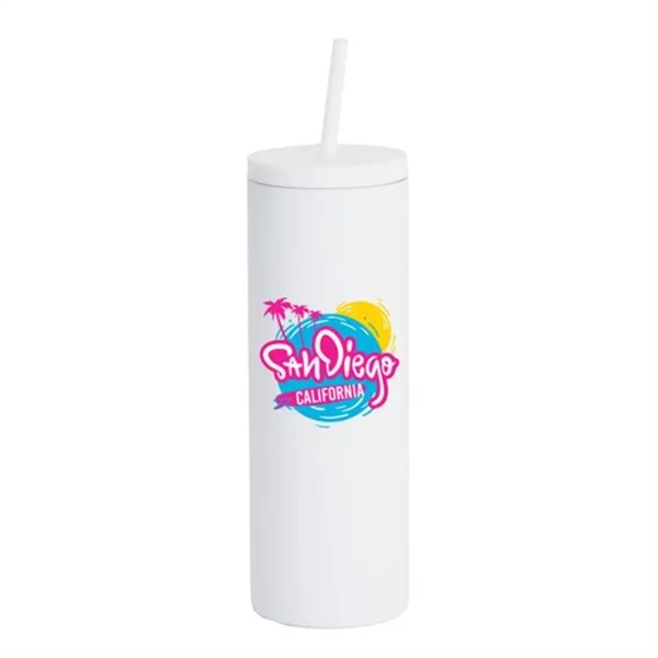 White color option for 20oz Slim Rubberized Tumbler With Spill Reduction Straw