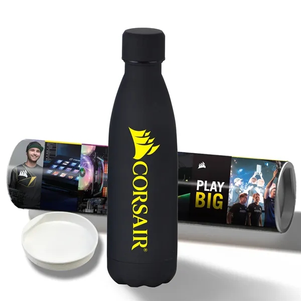 Black color option for 17 Oz Rubberized Stainless Steel Bottle With Shipping Tube