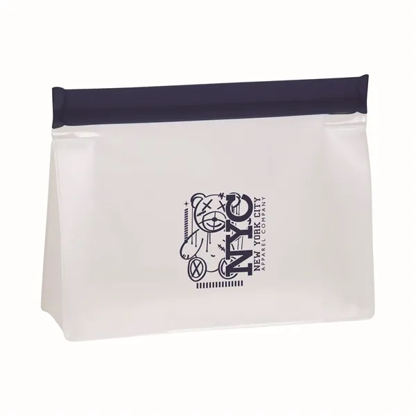 Navy Blue 289C color option for Peva Reusable Zip Lock Storage Bag With Gusset