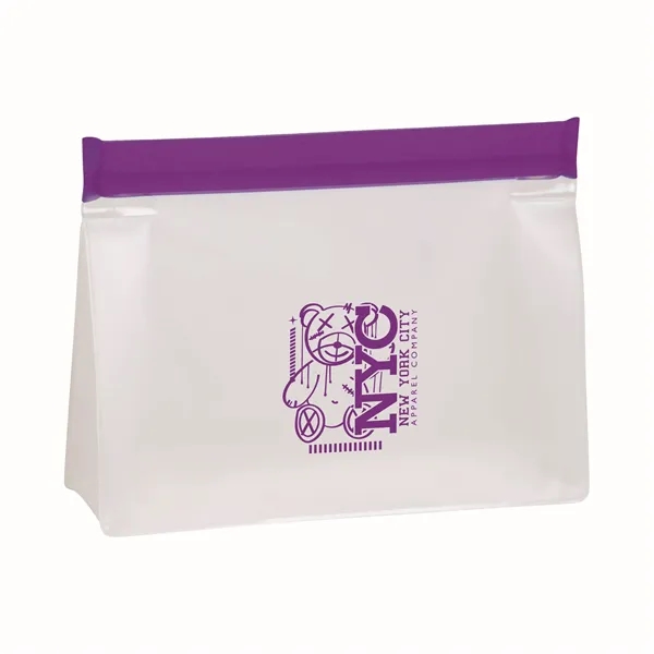 Purple 2597C color option for Peva Reusable Zip Lock Storage Bag With Gusset