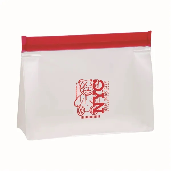 Red 186C color option for Peva Reusable Zip Lock Storage Bag With Gusset
