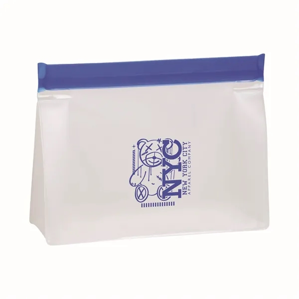 Royal Blue 286C color option for Peva Reusable Zip Lock Storage Bag With Gusset