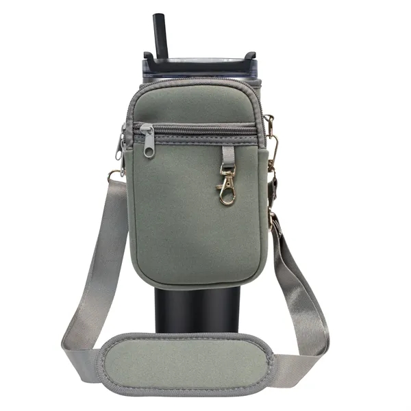 Gray (Pms 7539C) color option for Water Bottle Pouch With Strap
