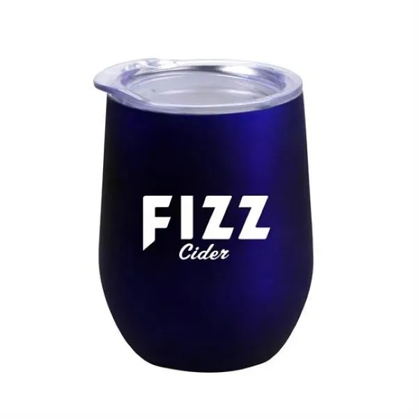 Metallic Blue color option for 12 Oz Stemless Wine Glass Economy Gift Set Box