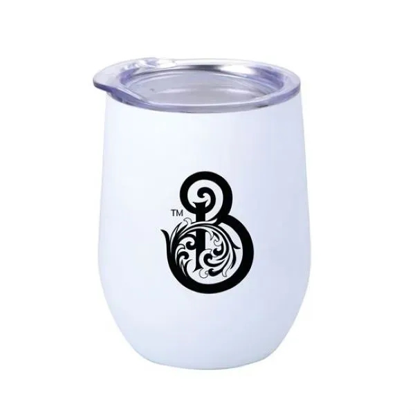 Solid White color option for 12 Oz Stemless Wine Glass Economy Gift Set Box