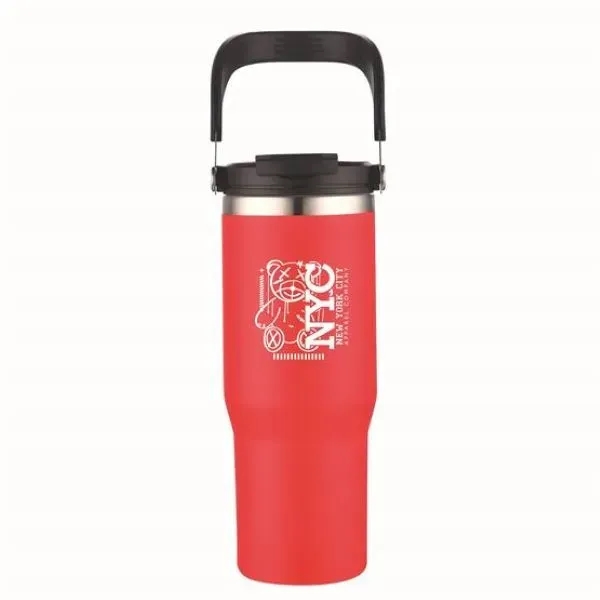 Red color option for 30 Oz. Double Wall Tumbler With Flip Straw And Ergonomic Han