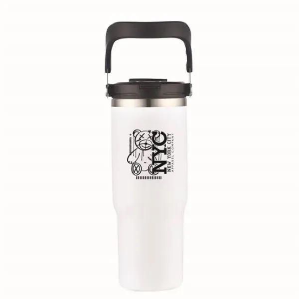 White color option for 30 Oz. Double Wall Tumbler With Flip Straw And Ergonomic Han