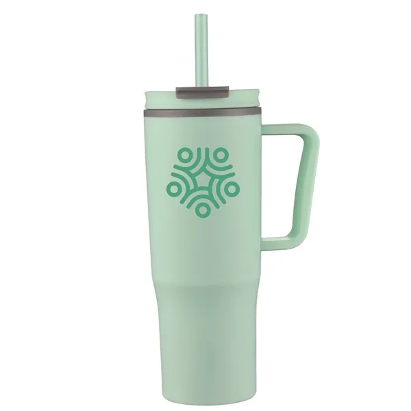 Light Green color option for 30oz Double Wall Plastic Travel Mug With Handle & Straw
