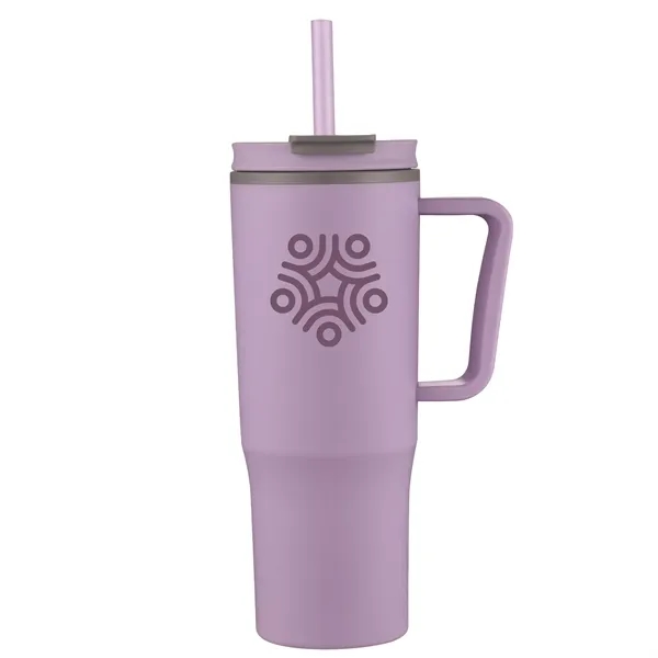Purple color option for 30oz Double Wall Plastic Travel Mug With Handle & Straw