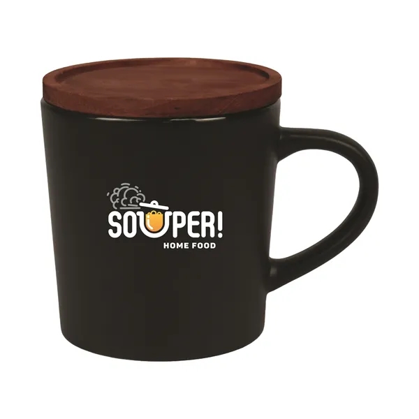 Black color option for 16oz Ceramic Mug With Wooden Lid