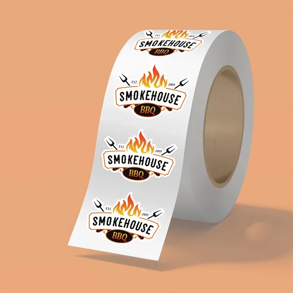 Custom color option for 2" X 1" Bopp Stickers On Roll   3.5mil