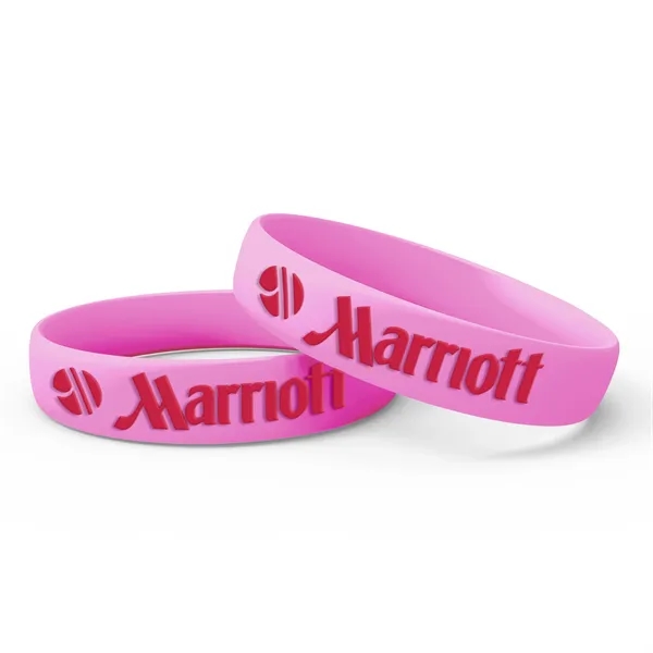 Pink color option for Silicone Wristband   Embossed With 1 Color