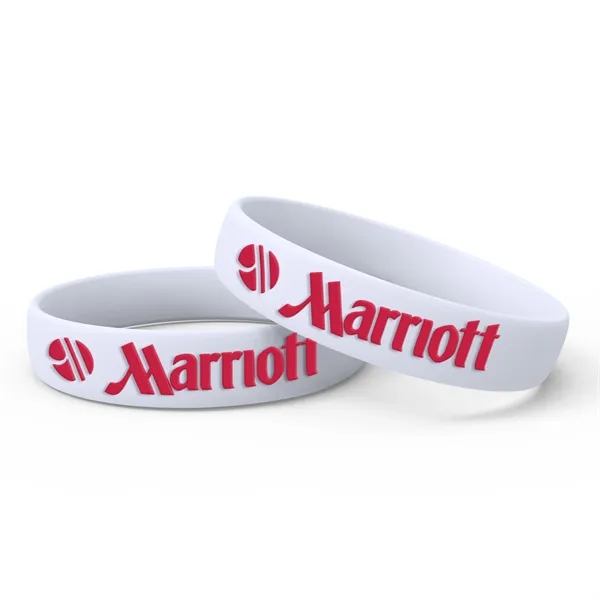 White color option for Silicone Wristband   Embossed With 1 Color