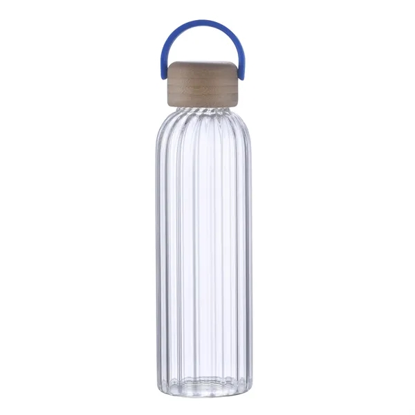 Royal Blue color option for 21 Oz Glass Bottle With Inner Stripe & Easy Carry Bamboo Lid