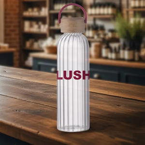 Photo of 21 Oz Glass Bottle With Inner Stripe & Easy Carry Bamboo Lid