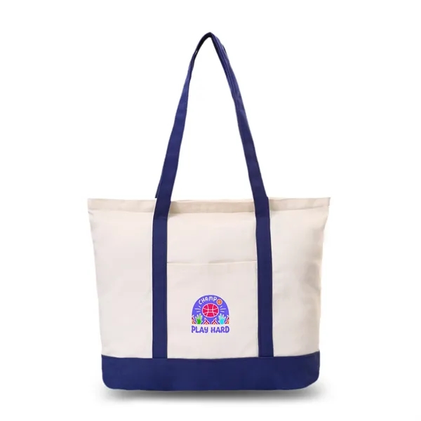 Natural-Navy Blue color option for Mini Tote With Pocket