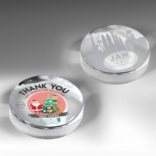 Photo of 2 7/8" Dia X 3/4" H Round Glass Paperweight