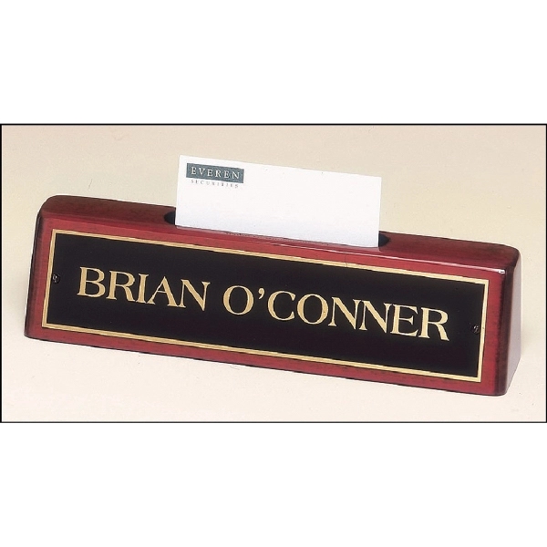 Rosewood Brown-Black color option for Rosewood Piano Finish Nameplate With Business Card Holder