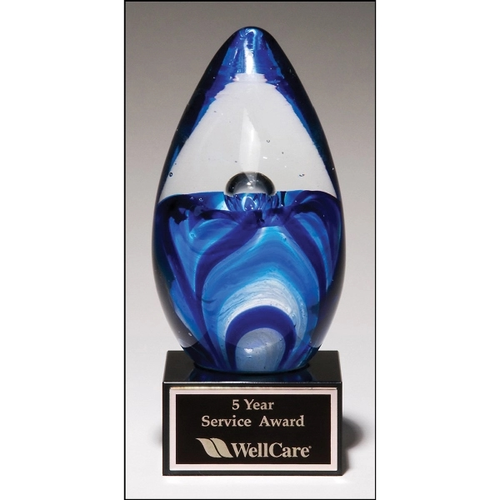 Main photo of Art Glass Egg On Black Glass Base 4.75 X 6.5