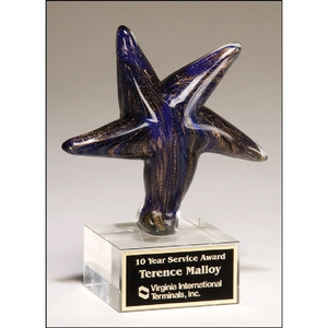 Photo of Blue Art Glass Star 5 1/8 X 6 7/8