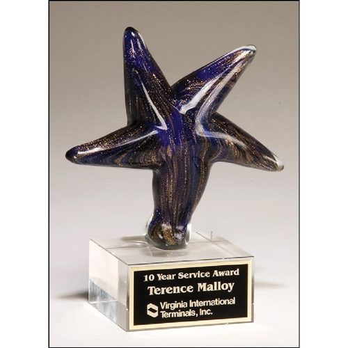 Main photo of Blue Art Glass Star 5 1/8 X 6 7/8