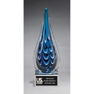 Photo of Teardrop Shaped Art Glass Award 3 X 10