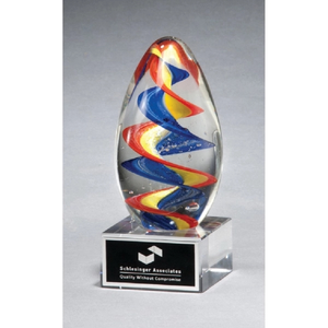 Photo of Colorful Egg Shaped Art Glass Award 2 5/8 X 6
