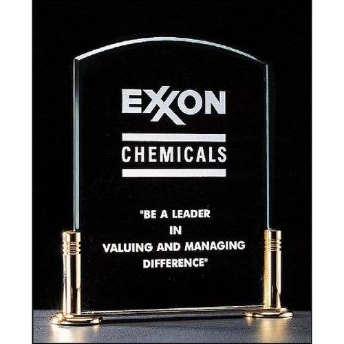 Main photo of Jade Acrylic Award On Gold Plated Solid Brass Base 6x7