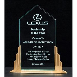 Photo of Peak Acrylic Award On A Gold Tone Finish Aluminum Base