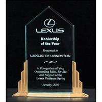Peak Acrylic Award On A Gold Tone Finish Aluminum Base